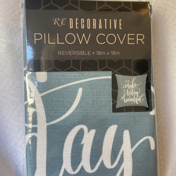 Farmhouse throw pillow cover 18"x 18" Sage Green Reversible Make Today Beautiful - Picture 2 of 3